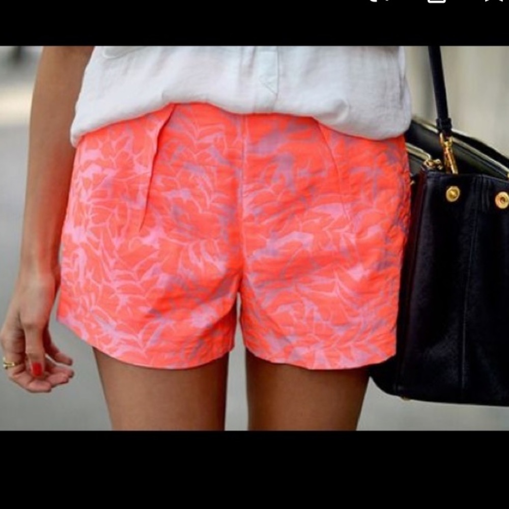 J Crew neon tap shorts in jacquard